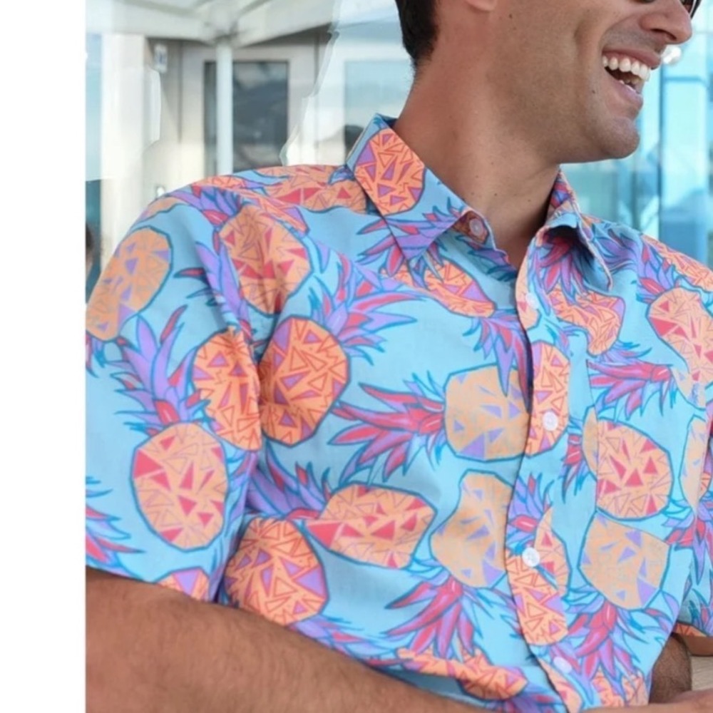 Tipsy Elves NWT Blue Pineapple Hawaiian Shirt XXL Tropical Vacation Aloha